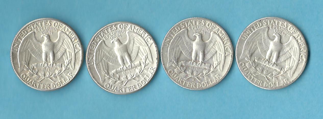  USA 4x 1 Silber Quarter 1957,59,64,64 Silber Golden Gate Münzenankauf Koblenz Frank Maurer AD617   