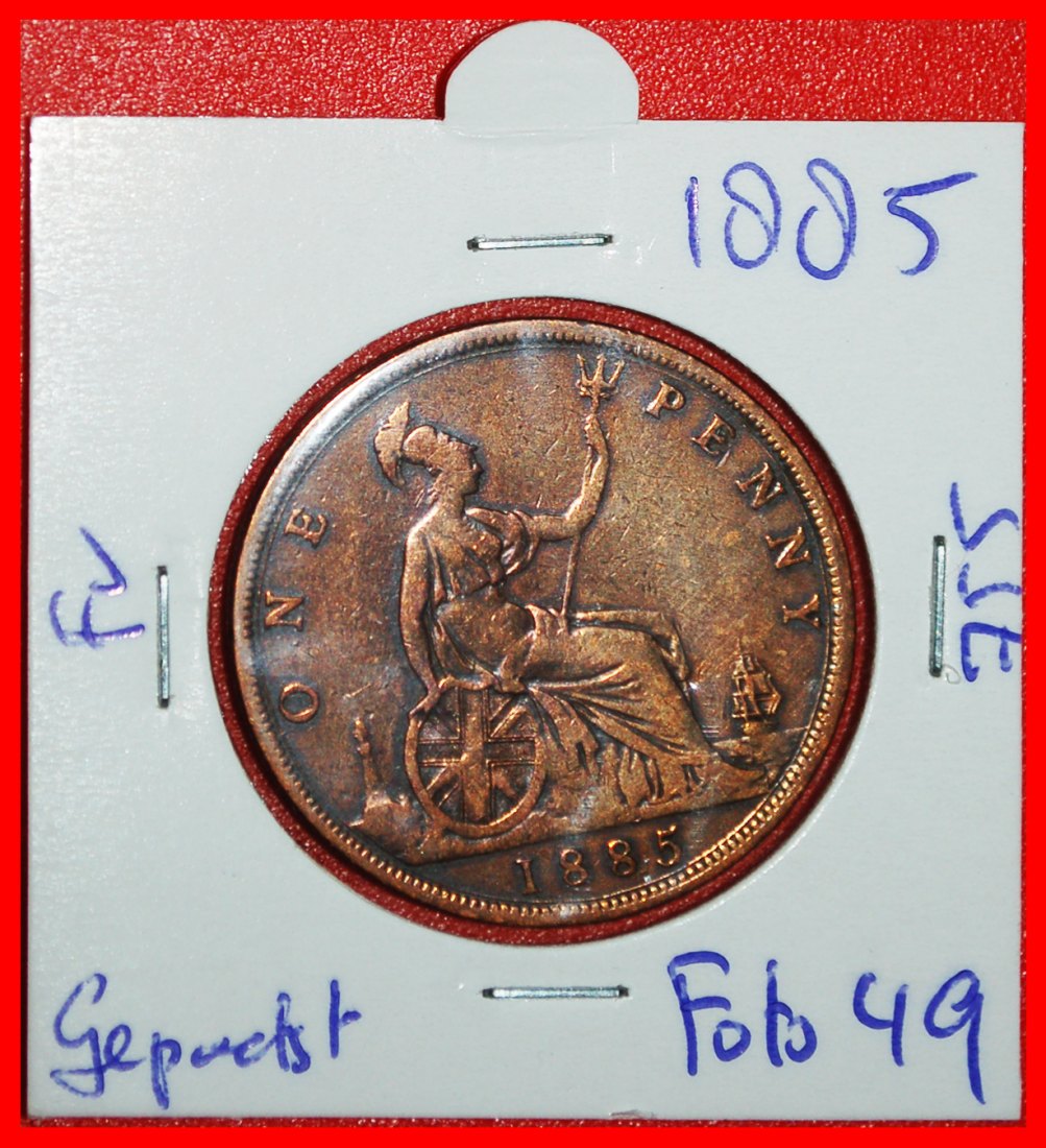  * MISTRESS OF SEAS (1860-1894):GREAT BRITAIN★ PENNY 1885! VICTORIA 1837-1901★LOW START ★ NO RESERVE!   