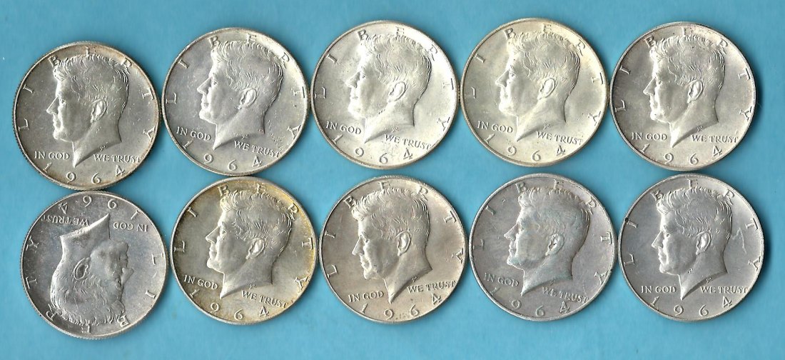  USA 10 x1/2 Dollar Kennedy 1964 112,5 Gr. FeinsilGolden Gate Münzenankauf Koblenz Frank Maurer AD620   