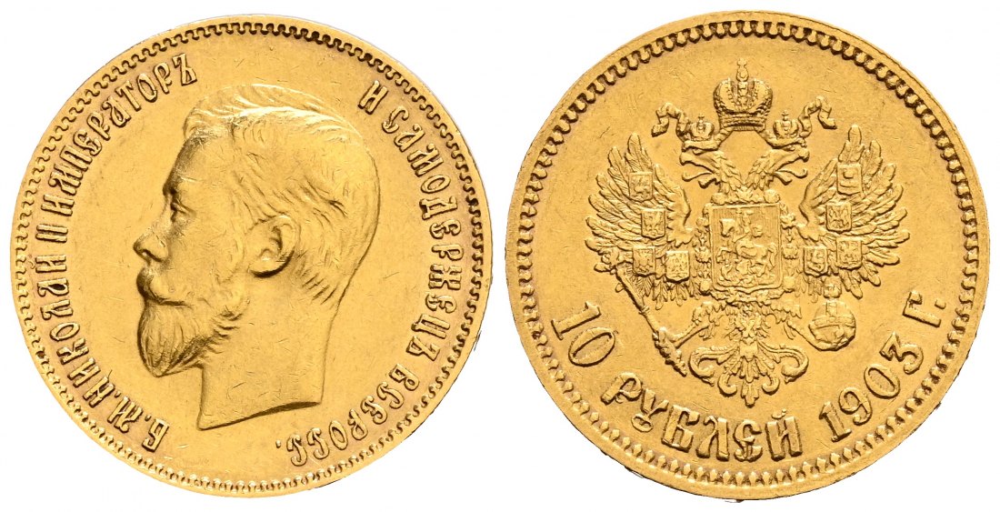 PEUS 1956 Russland 7,74 g Feingold. Zar Nikolaus II. (1894 - 1917) 10 Rubel GOLD 1903 AP Sehr schön