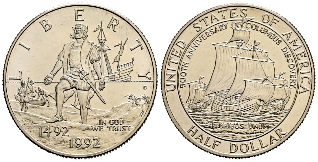 PEUS 1974 USA 500 Jahre Entdeckungsreise Kolumbus Half Dollar 1992 D Uncirculated