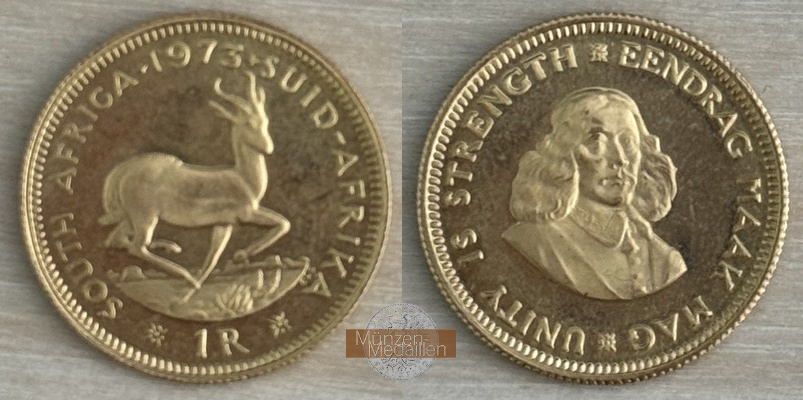 Süd Afrika MM-Frankfurt Feingold: 3,66g 1 Rand 1973 