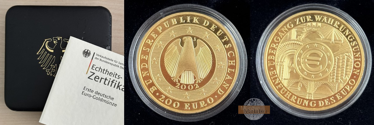 BRD  200 Euro MM-Frankfurt  Feingold: 31g Währungsunion 2002 