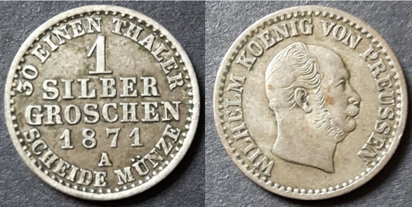  Preußen, 1 Silbergroschen 1871 A, ss.   