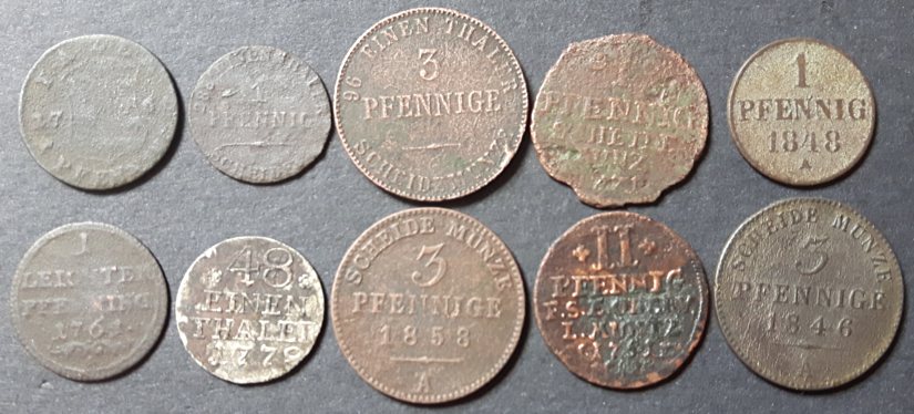  Altdeutschland, Lot von 10 Münzen, gering bis schön   
