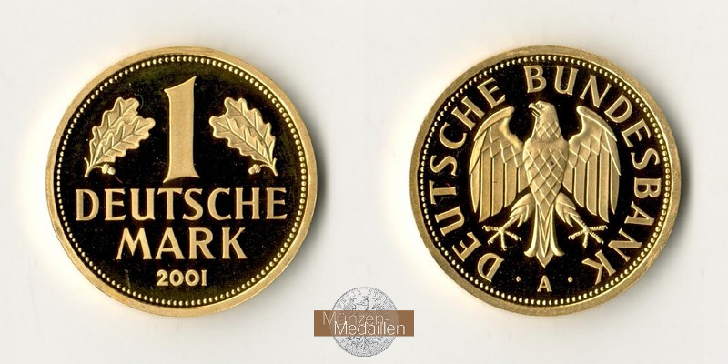 BRD  1 Mark  2001 A MM-Frankfurt Feingold: 12g Goldene Abschiedsprägung der Deutschen Bundesbank 