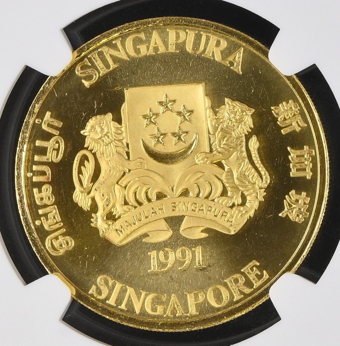  Singapur 100 Dollars 1991 | NGC MS62 | Kontermarke Ziege   