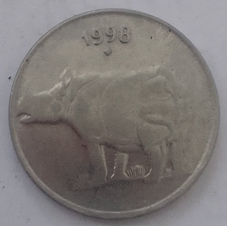  India circulated  coin 25 Naye paise RHINO   
