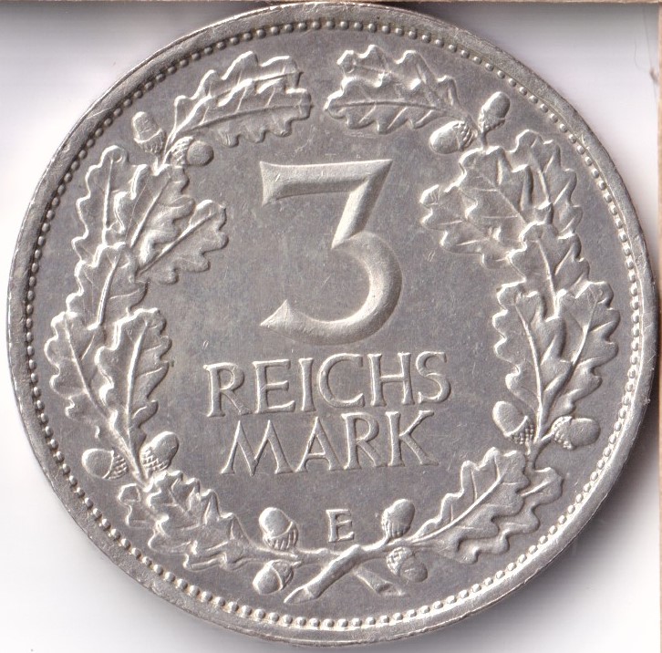  Jaeger 321 Weimarer Republik 3 Reichsmark Rheinlande 1925   