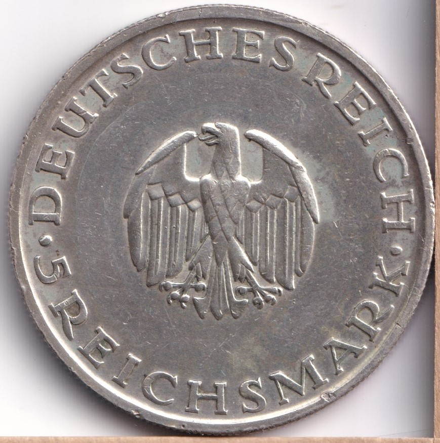  Jaeger 336 Weimarer Republik 5 Reichsmark Gotthold Lessing 1929   