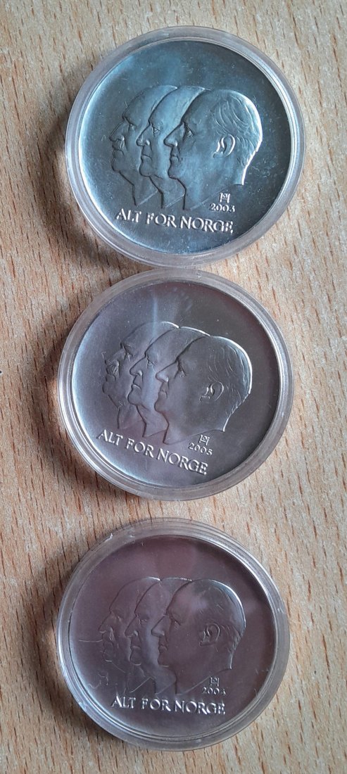  3 x 100 Kronen 2003, 2004 + 2005 Schwed./Norweg. Freundschaft PP RAR   