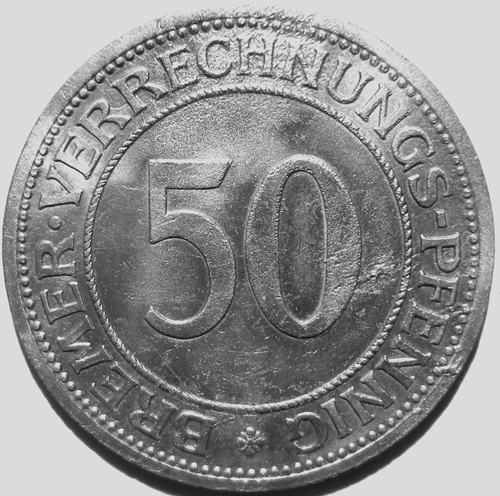  Bremen 50 Verrechnungspfennig 1924   