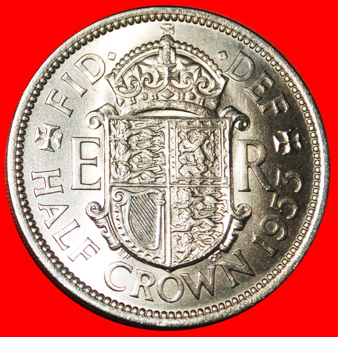  *LION 1953-1970:GREAT BRITAIN★HALF CROWN 1953! ELIZABETH II (1953-2022) DIE 1★LOW START★ NO RESERVE!   