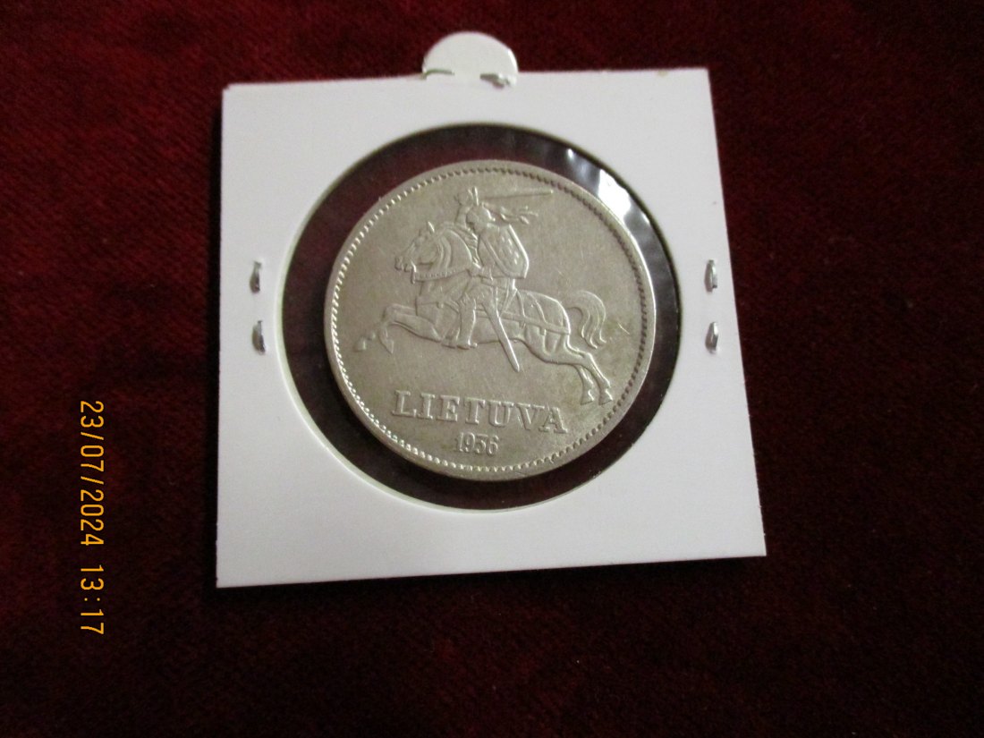  Litauen, Republik 10 Lietuva 1936 Silber - Münze   