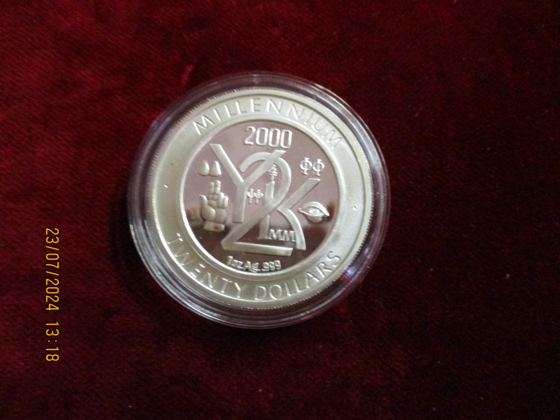  20 Dollars Millennium 2000 Liberia Silber 999er   