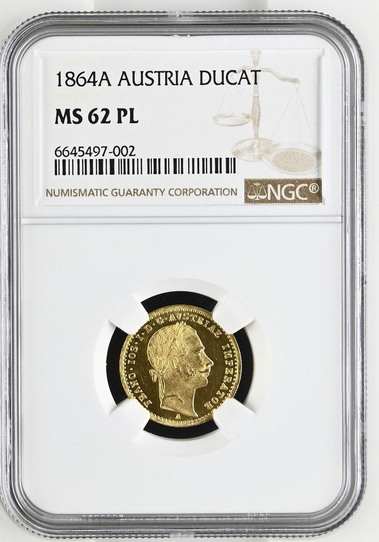  Österreich 1 Dukat 1864 A | NGC MS62PL Prooflike | Franz Joseph I.   