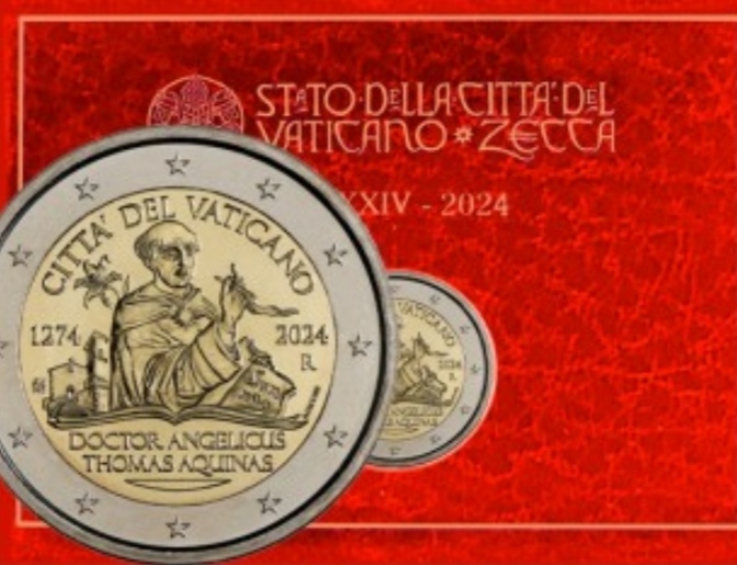  Vatikan 2 Euro 2024 Thomas von Aquin im roten Folder   