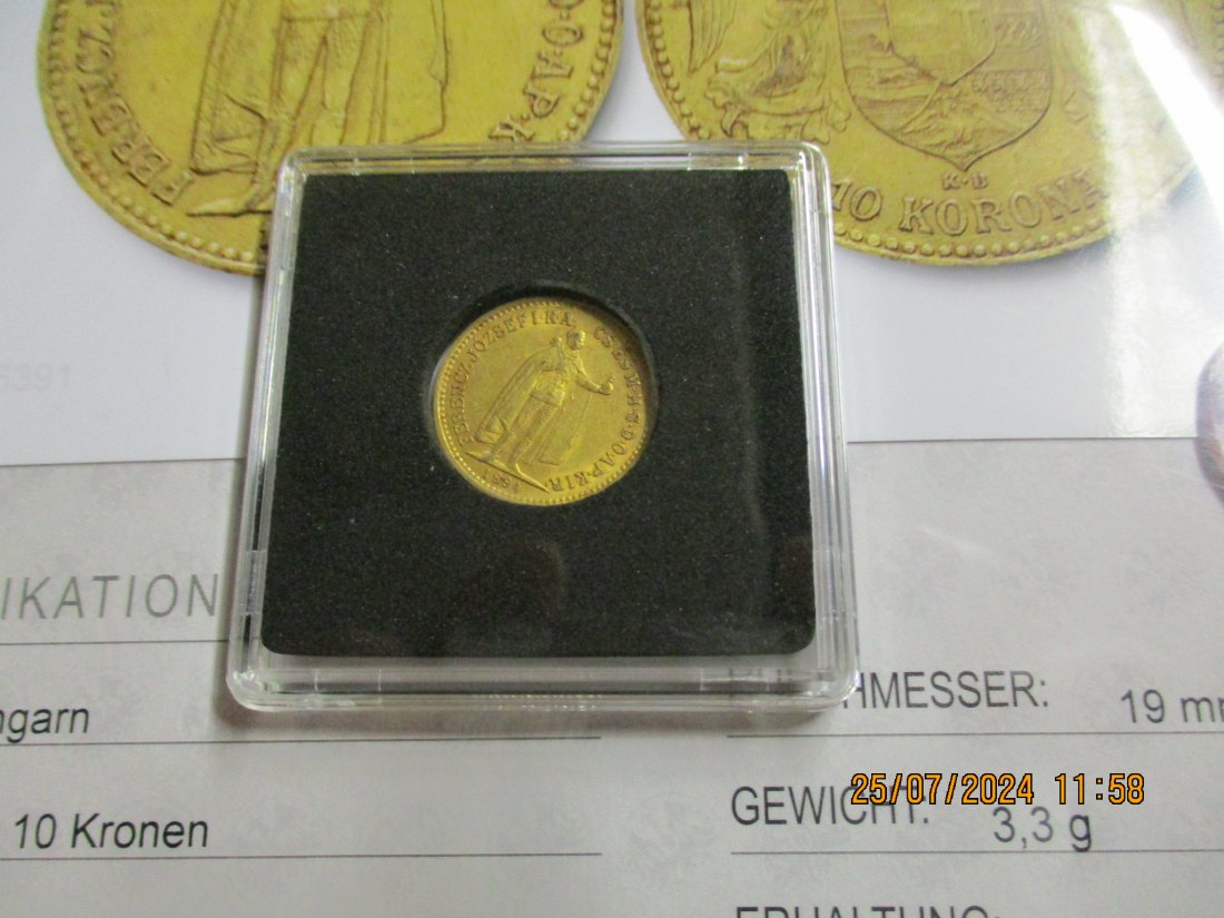  10 Kronen Ungarn 1894 Gold - Münze 900er mit Expertise siehe Foto   
