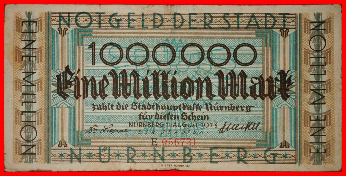  * BAYERN: DEUTSCHLAND NÜRNBERG ★ 1000000 MARK 1923 KNACKIG SIRIN!★OHNE VORBEHALT   