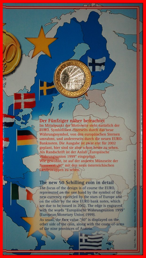  * 5-500 EURO 2002: AUSTRIA ★ 50 SHILLINGS 1999 SPECIAL UNC UNCOMMON!  LOW START★ NO RESERVE!   