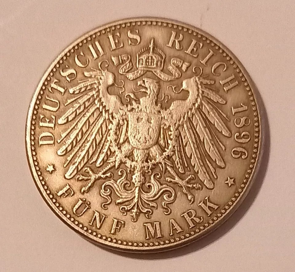  5 MARK HERZOG FRIEDRICH VON ANHALT 1896 Jäger 21 NP VZ   