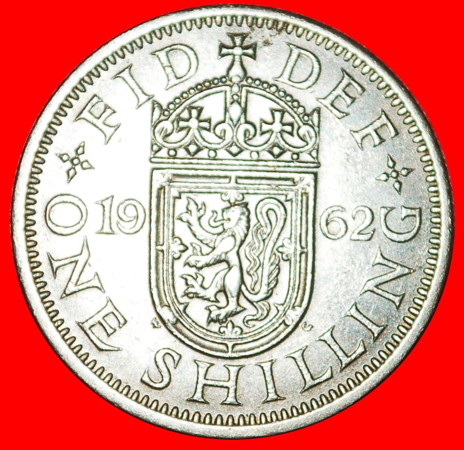  * SCHOTTISCHER (1949-1951): GROSSBRITANNIEN★1 SHILLING 1962! ELISABETH II. 1953-2022★OHNE VORBEHALT!   