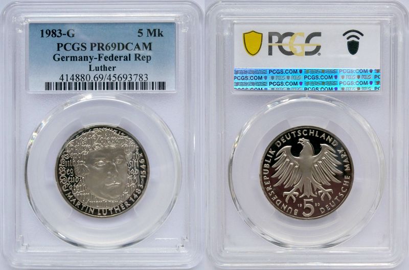  5 Mark Luther 1983 Polierte Platte - PCGS PR69DCAM !!   