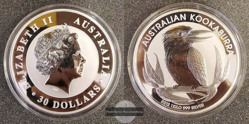  Australien  30 Dollar 2012 Kookaburra  FM-Frankfurt  Feinsilber: 1.000g   