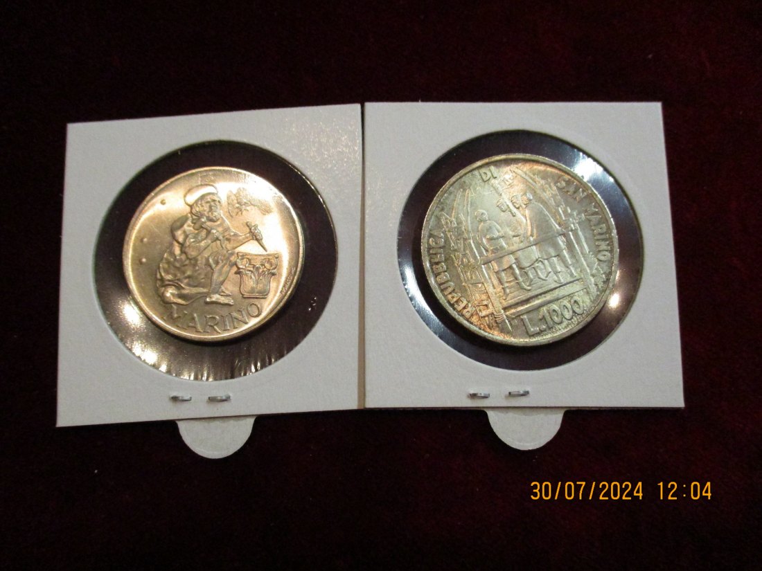  2 Silbermünzen San Marino 500 und 1000 Lira /LM1   