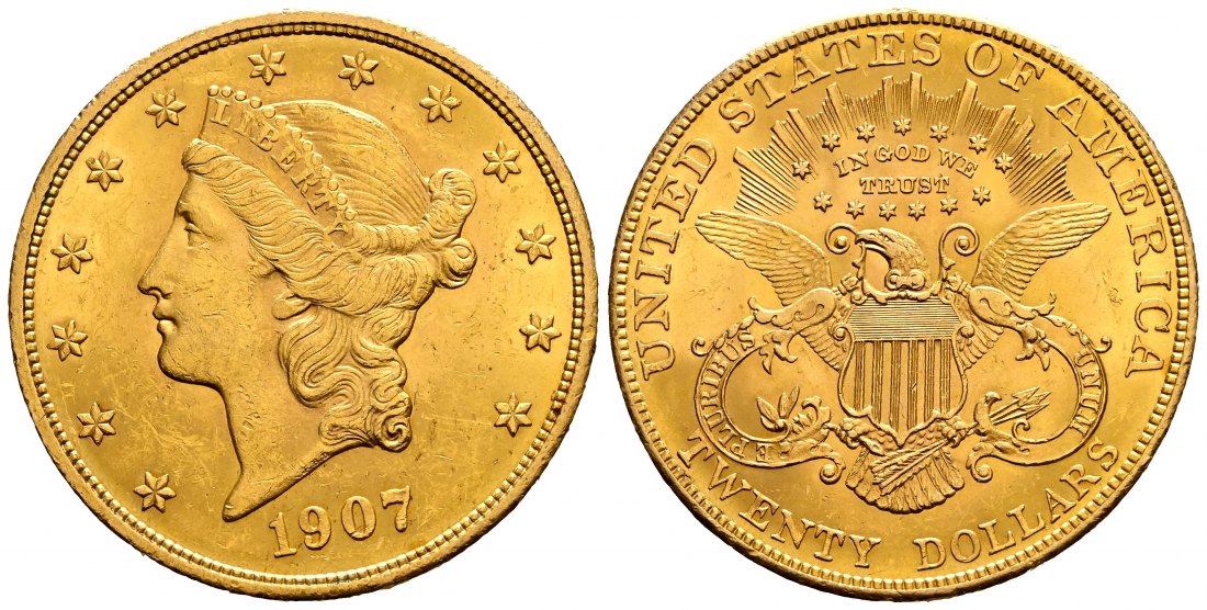 PEUS 2006 USA 30,1 g Feingold. Coronet Head 20 Dollars GOLD 1907 Kl. Kratzer, Sehr schön / Vorzüglich
