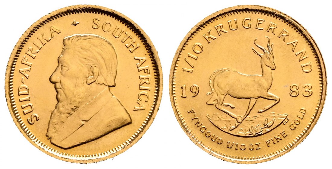 PEUS 2008 Süd-Afrika 3,11 g Feingold 1/10 Krügerrand GOLD 1/10 Unze 1983 Fast Stempelglanz