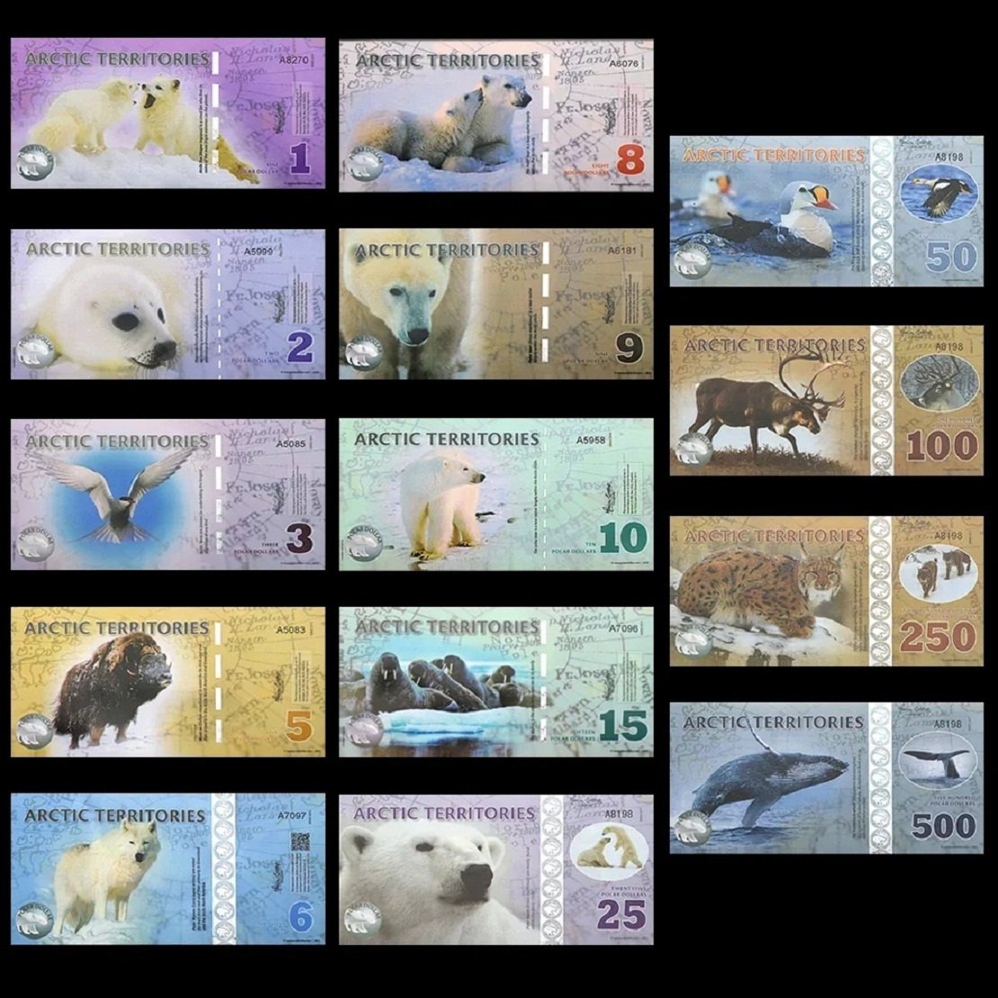  1-500 Dollar Polymer-Banknoten-Satz 14 Scheine Arktische Regionen für Sammler   