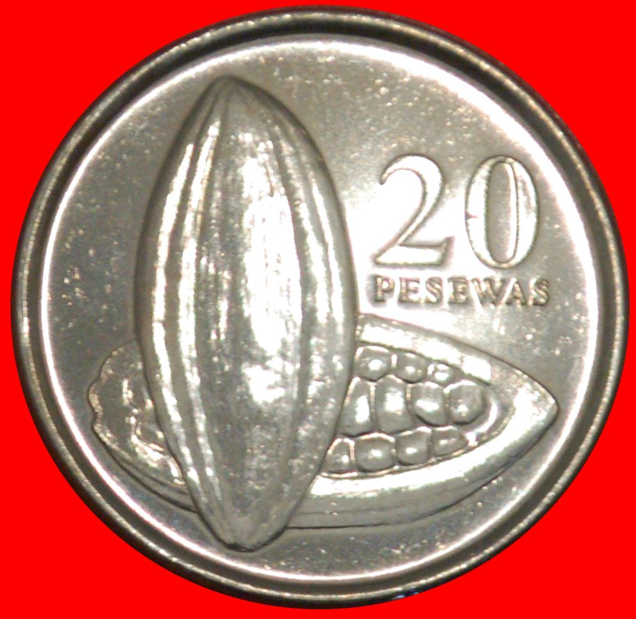  * CANADA (2007-2016): GHANA ★ 20 PESEWAS 2007 UNC MINT LUSTRE! COCOA!★LOW START ★ NO RESERVE!   