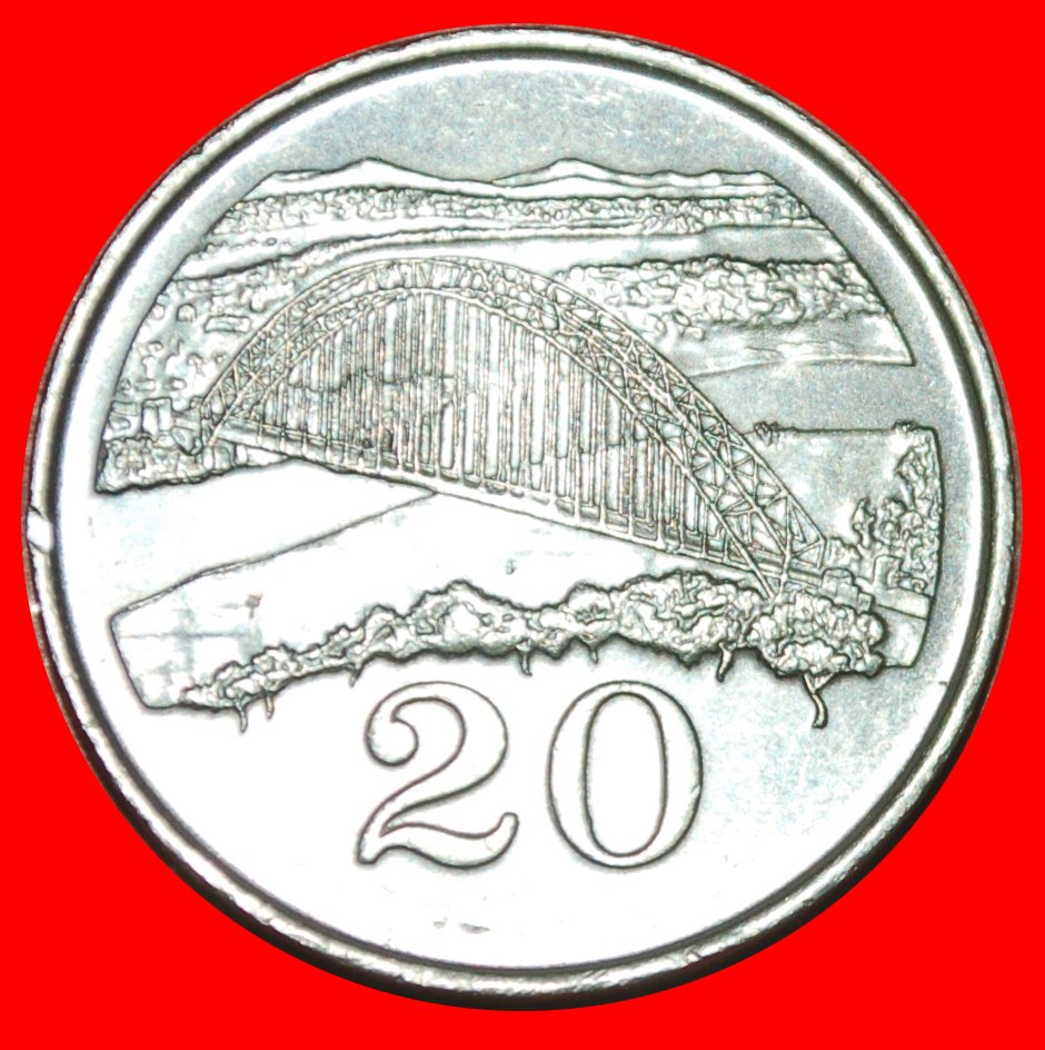  * GREAT BRITAIN (1980-1997): ZIMBABWE ★ 20 CENTS 1997 BRIDGE! LOW START ★ NO RESERVE!   