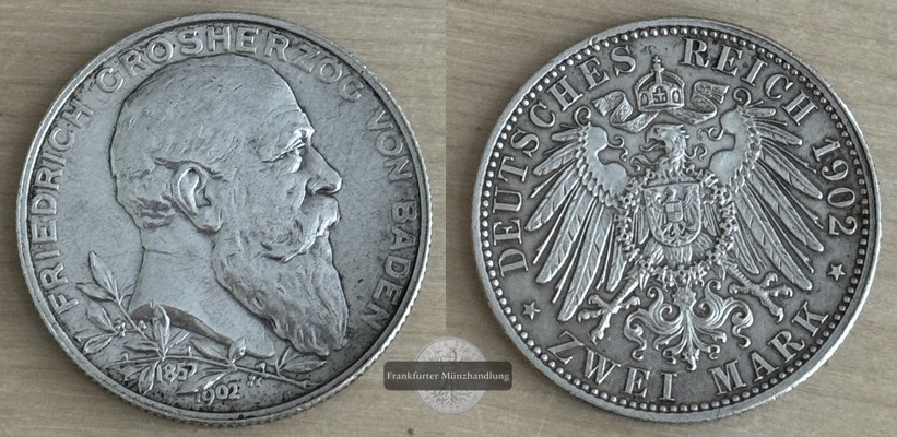  Deutsches Kaiserreich. Baden, Friedrich I. 2 Mark 1902 G  FM-Frankfurt Feinsilber: 10g   