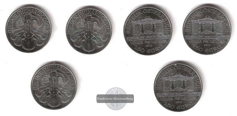  Österreich 3x 1,5 Euro 2012  Wiener Philharmoniker  FM-Frankfurt Feinsilber: 93,3g   