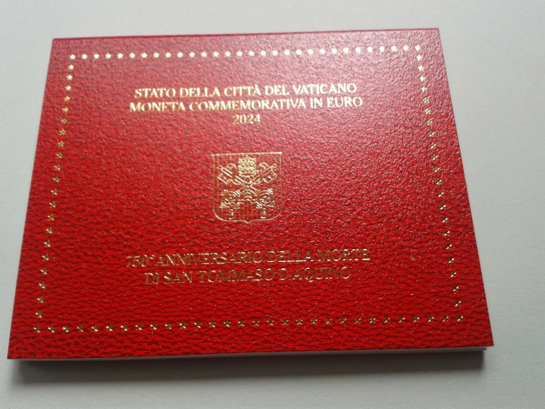  Original 2 euro 2024 Vatikan Thomas von Aquin im Folder/Blister 2 euro 2024 Aquin im Klappfolder   