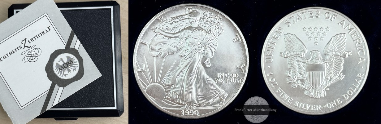  USA, 1 Dollar  1990  Walking Liberty     FM-Frankfurt Feinsilber: 31g   