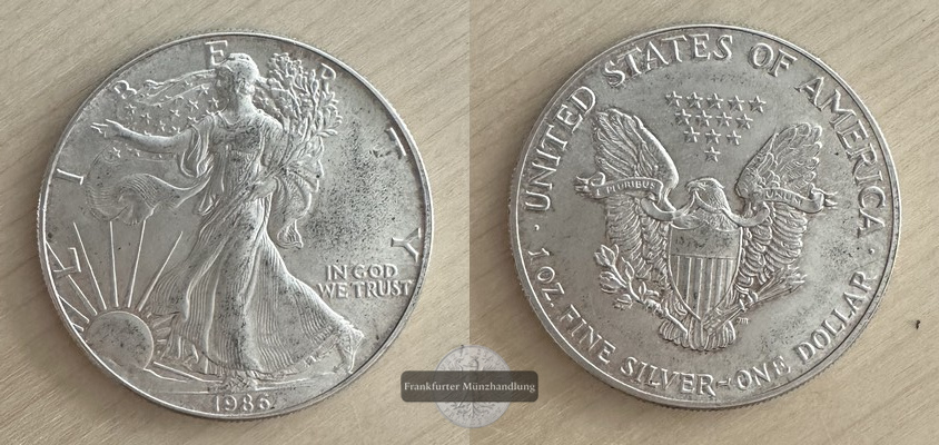  USA 1 Dollar 1986 American Silver Eagle  FM-Frankfurt  Feinsilber: 31,1g   