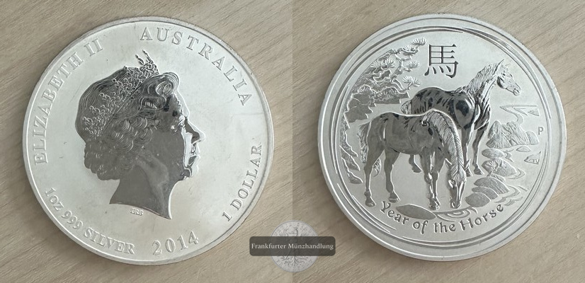  Australien 1 Dollar Jahr des Pferdes 2014 FM-Frankfurt Feinsilber: 31,1g   
