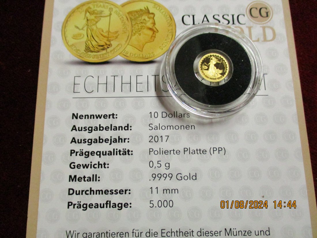  10 Dollars 2017 Salomonen Goldmünze 9999er 10 Jahre Britannia   