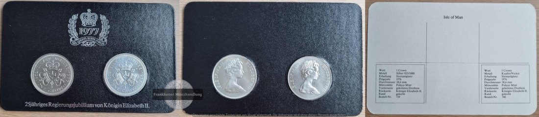  Cayman Inseln 2 x 1 Crown, 1976  FM-Frankfurt  Feingewicht:  26,16g Silber  vorzüglich   