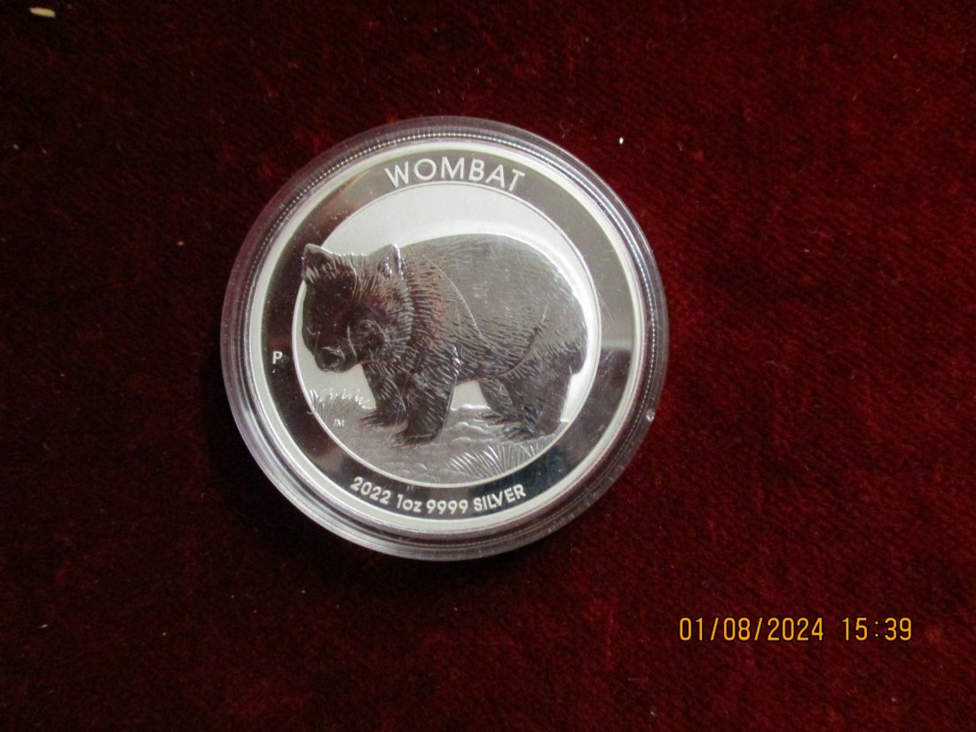  1 Dollar 2022 Wombat Australien Silbermünze 9999er Silber   