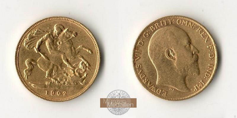 Grossbritannien, Edward VII. (1902-1910) MM-Frankfurt Feingold: 3,63g 1/2 Sovereign 1905 