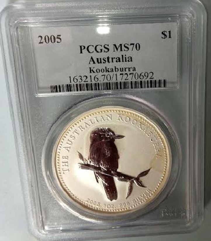  - kirofa- AUSTRALIEN 1$ - 2005 - KOOKABURRA - 1 oz Silber 99.9%. PCGS MS 70   