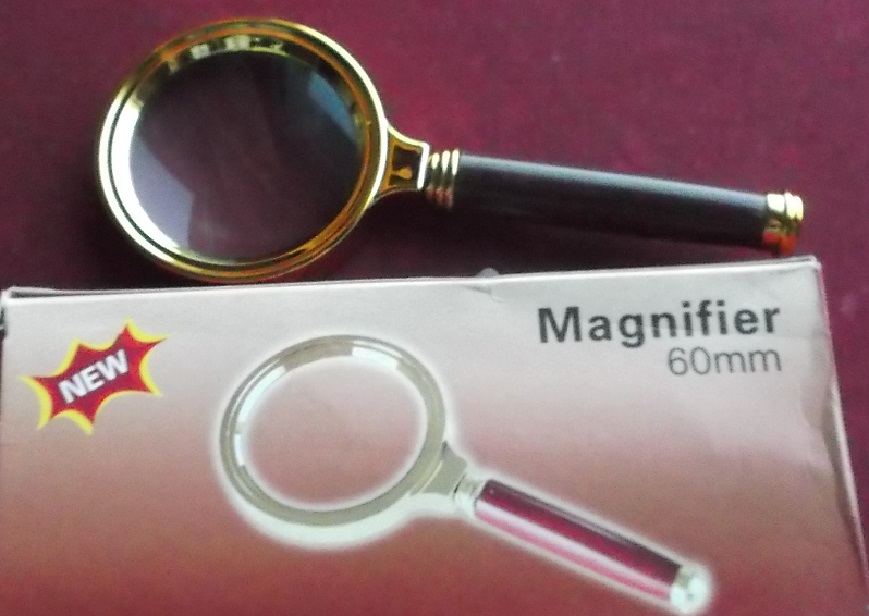  Lupe Handlupe 60mm Linse 10fache Vergrößerung gold- und mahagonifarbe NEU!   