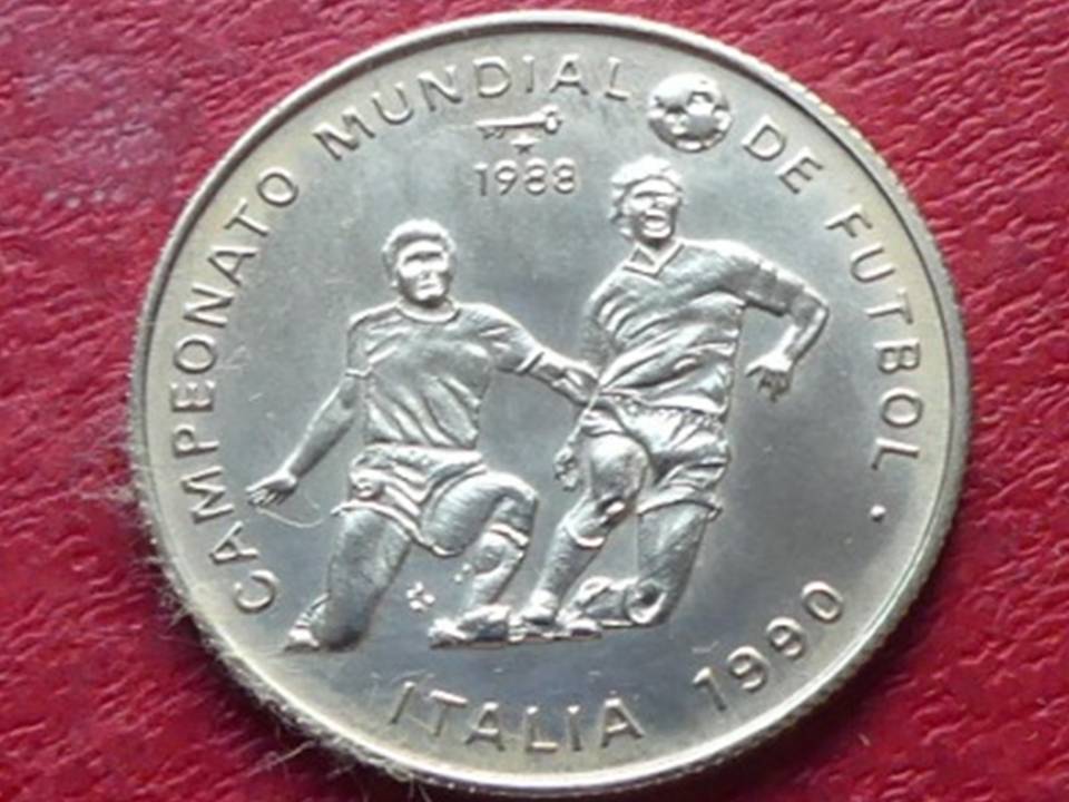  Silbermünze Kuba 5 Pesos 1988 zur Fußball-WM 1990, 6 g 999er Silber   