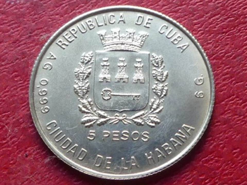  Silbermünze Kuba 5 Pesos 1988 zur Fußball-WM 1990, 6 g 999er Silber   