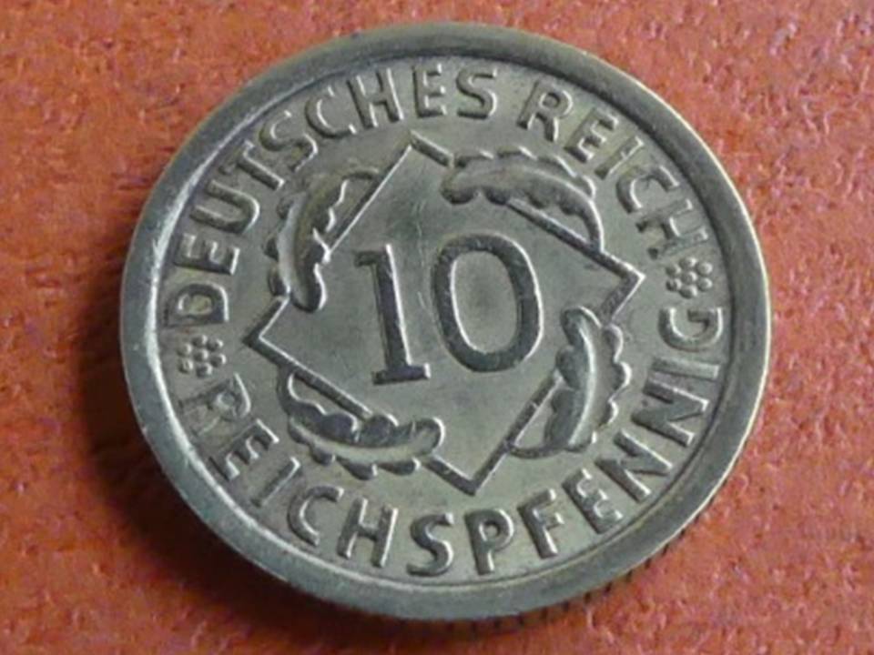  Deutschland Weimarer Republik 10 Reichspfennig 1931 F, seltener Jahrgang   