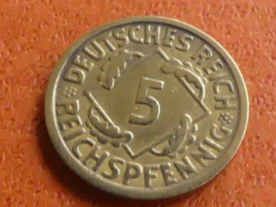  Deutschland Weimarer Republik 5 Pfennig 1926 E, seltener Jahrgang   